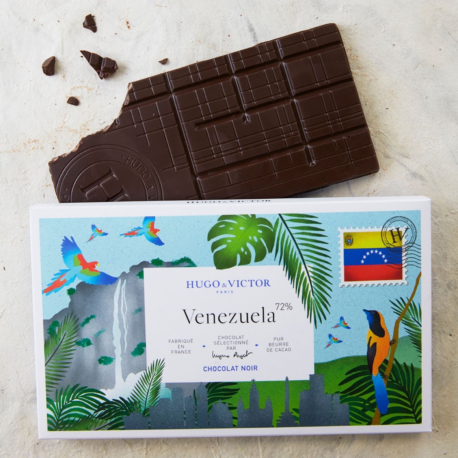 Tablette de chocolat noir 72 % avec carrés individuels