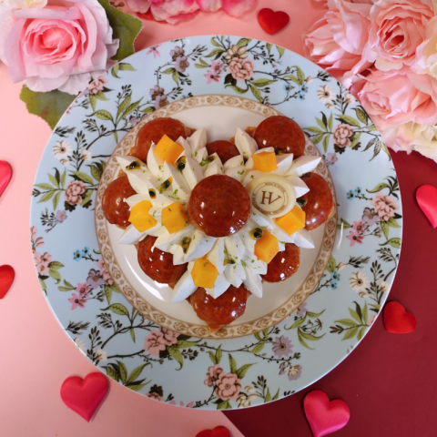 Saint-Honoré Coeur Mangue Passion - Saint-Valentin - Pâtisserie Paris